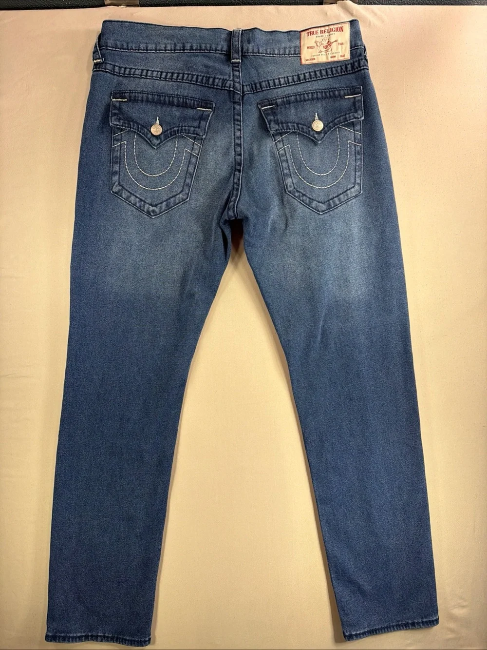 True Religion Men's Slim Jeans in Medium Blue Wash